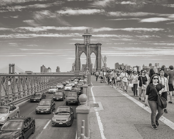 Brooklyn Bridge with people and cars | Photo Art Print fine art photographic print