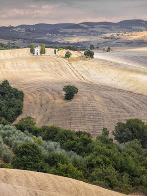 Cappella della Madonna di Vitaleta in autumn with plowed fields | Photo Art Print fine art photographic print