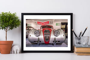 Classic Jaguar hotrod antique car front view | Photo Art Print fine art photographic print