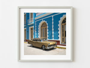 Classic car in front of blue building Trinidad Cuba | Photo Art Print fine art photographic print