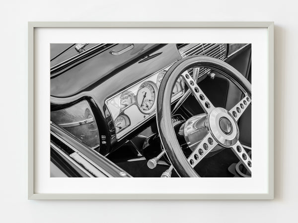 Classic car interior black and white | Photo Art Print fine art photographic print