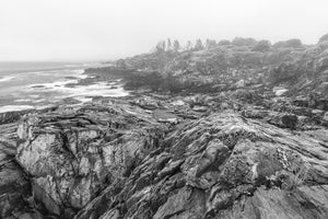 Coastal fog over rocks Portland Maine | Photo Art Print fine art photographic print