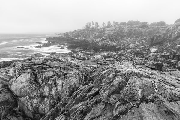 Coastal fog over rocks Portland Maine | Photo Art Print fine art photographic print