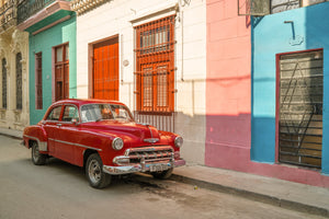 Colorful street red classic car Havana Cuba | Photo Art Print fine art photographic print