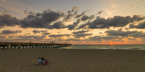 Couple watching sunset Juno Beach Florida | Photo Art Print fine art photographic print