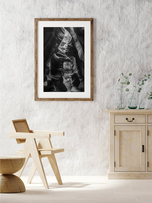 Dark abstract rocks in Antelope Slot Canyon | Photo Art Print fine art photographic print