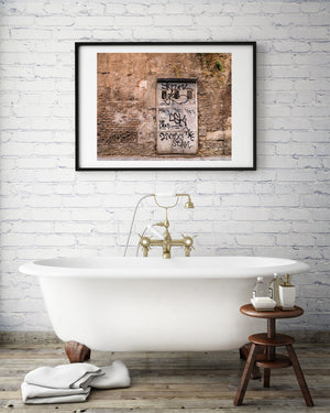 Distressed wall with Door and Grafitti in Rome Italy | Photo Art Print fine art photographic print