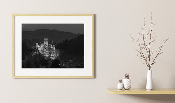 Dramatic perspective of the Bran Castle in Transylvania | Photo Art Print fine art photographic print