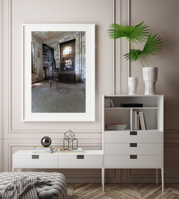 Ellis Island abandoned hospital interior room with old chair | Photo Art Print fine art photographic print