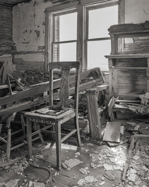 Farmhouse interior living room left abandoned | Photo Art Print fine art photographic print