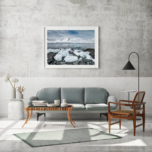 Frozen ice on the rocky Antarctica shore | Photo Art Print fine art photographic print