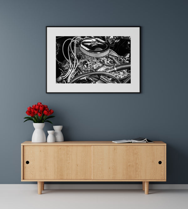 Hot rod engine black and white | Photo Art Print fine art photographic print
