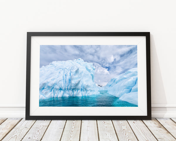 Iceberg natural abstract shapes and pools in Antarctica | Photo Art Print fine art photographic print