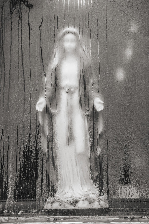 Immaculate Mary statue behind steamed glass Toronto | Photo Art Print fine art photographic print