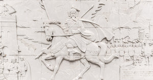Wandgemälde mit der Darstellung militärischer Schlachten bei Jinshanling 3 | Foto Kunstdruck Fine Art Fotodruck