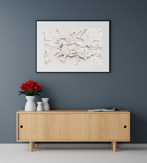 Wandgemälde mit der Darstellung militärischer Schlachten bei Jinshanling 3 | Foto Kunstdruck Fine Art Fotodruck