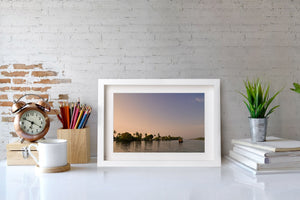 Kerala Backwaters Bootsfahrt bei Sonnenuntergang in Indien | Foto Kunstdruck Fine Art Fotodruck