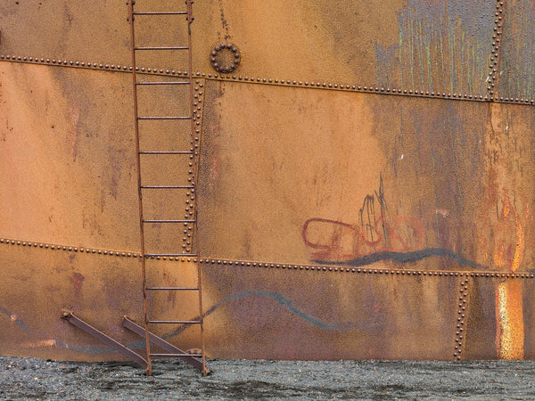 Ladder from a rusted oil storage tank at Whalers Bay Station Antarctica | Photo Art Print fine art photographic print