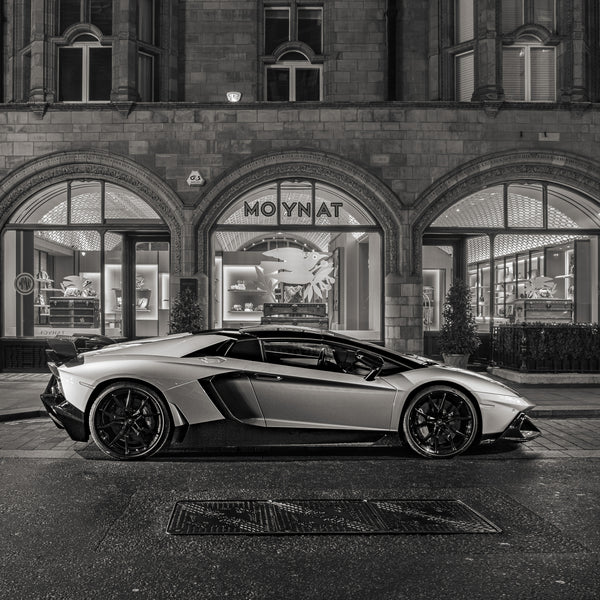 Lamborghini in front of London Moynat at night | Photo Art Print fine art photographic print