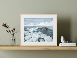 Large chunks of ice along the shoreline in Antarctica | Photo Art Print fine art photographic print