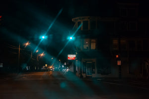 Medfield Massachusetts calle tranquila por la noche | Foto Impresión de arte Fine Art impresión fotográfica