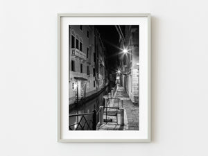 Narrow Venice canal at night | Photo Art Print fine art photographic print