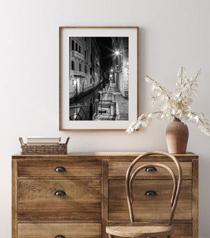 Narrow Venice canal at night | Photo Art Print fine art photographic print
