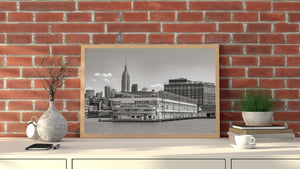 Empire State Building rising behind the Marine and Aviation pier