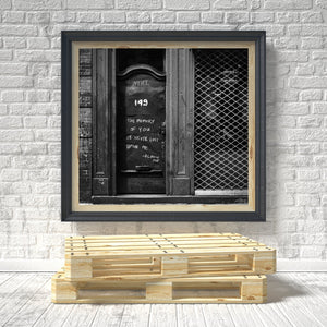 New York with a message on a door about the memory of someone | Photo Art Print fine art photographic print