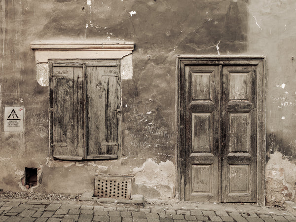 Old decaying Romanian door and window | Photo Art Print fine art photographic print
