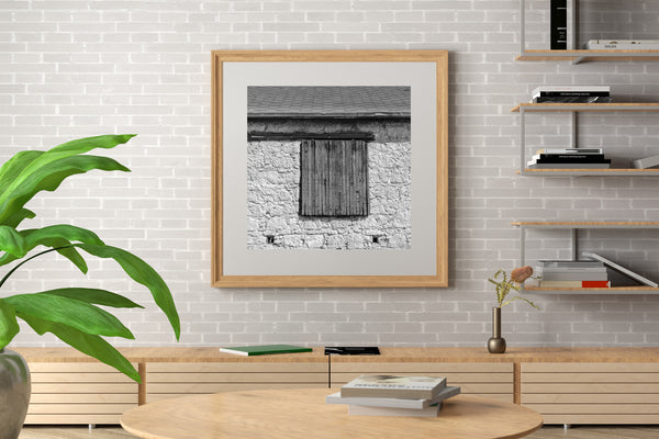 Old door shutters on old stone barn | Photo Art Print fine art photographic print