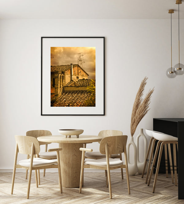 Old world Tuscan home roof view | Photo Art Print fine art photographic print