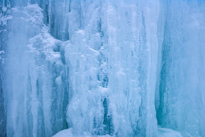 Vertical ridges of blue ice and snow in Ontario