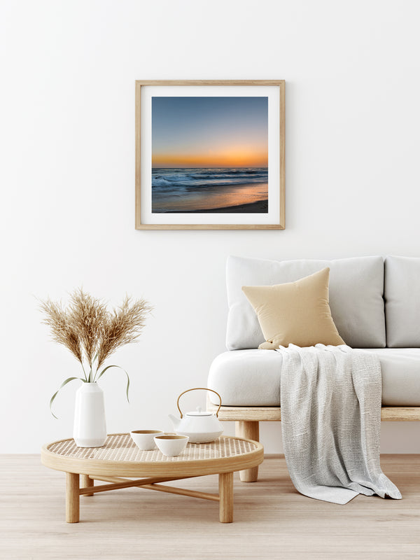 Orange glow over California coast ocean | Photo Art Print fine art photographic print