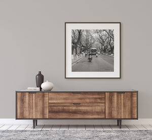 People traveling down a residential street in Beijing China | Photo Art Print fine art photographic print