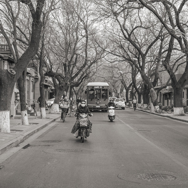 People traveling down a residential street in Beijing China | Photo Art Print fine art photographic print