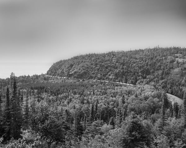 Rail line through the forest along the Lake Superior coastline | Photo Art Print fine art photographic print