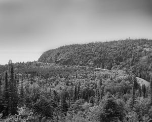 Rail line through the forest along the Lake Superior coastline | Photo Art Print fine art photographic print