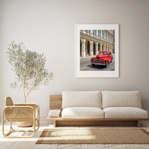 De rode klassieke straten van taxiauto's van Havana Cuba | Foto Kunstprint Fine Art fotografische afdruk