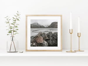 Red granite rock Vikvatnet Lake Norway | Photo Art Print fine art photographic print