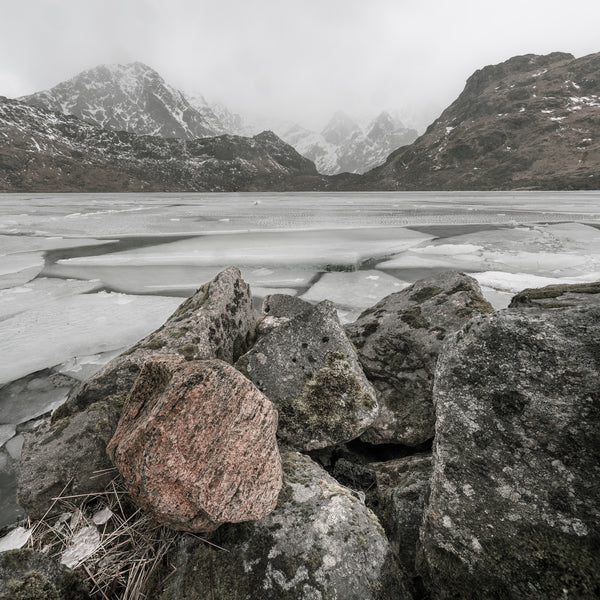 Red granite rock Vikvatnet Lake Norway | Photo Art Print fine art photographic print