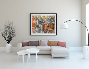 Religious mural with etched scribbles Voronet Monastery | Photo Art Print fine art photographic print