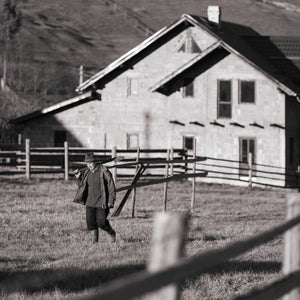 Romanian farmer carrying a shovel | Photo Art Print fine art photographic print