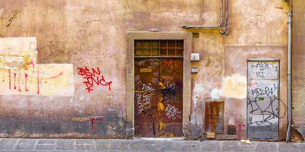 Rome Italy metal doors with graffiti | Photo Art Print fine art photographic print