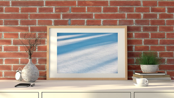 Shimmering snow on the flat frozen lake background | Photo Art Print fine art photographic print
