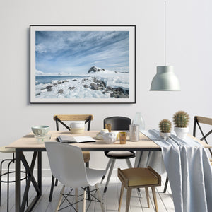 Snow and ice covered shoreline in Antarctica | Photo Art Print fine art photographic print