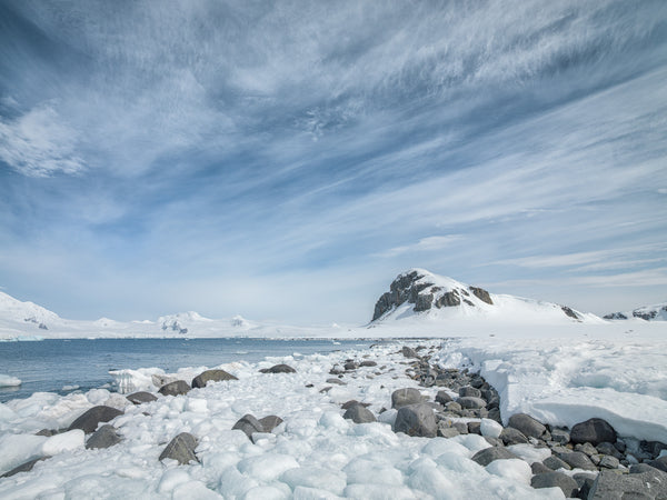 Snow and ice covered shoreline in Antarctica | Photo Art Print fine art photographic print