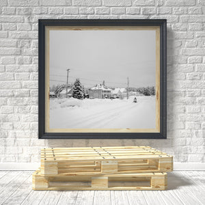 Snowmobiler driving down the road in Northern Canada | Photo Art Print fine art photographic print