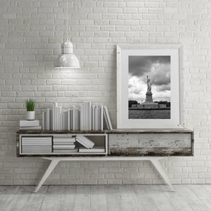 Statue of Liberty with dramatic sky black and white | Photo Art Print fine art photographic print