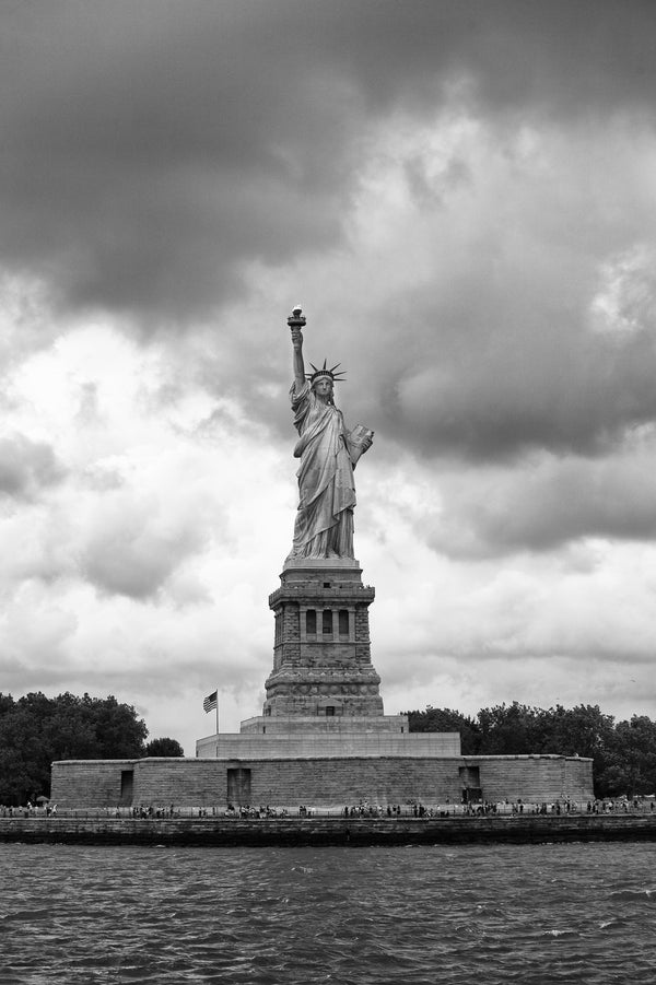 Statue of Liberty with dramatic sky black and white | Photo Art Print fine art photographic print